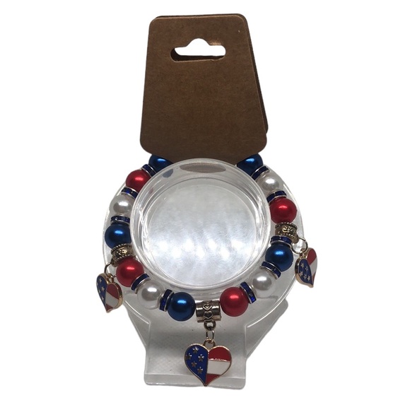 🟢 Patriotic 4th Of July Heart Charms Bracelet - Picture 8 of 16